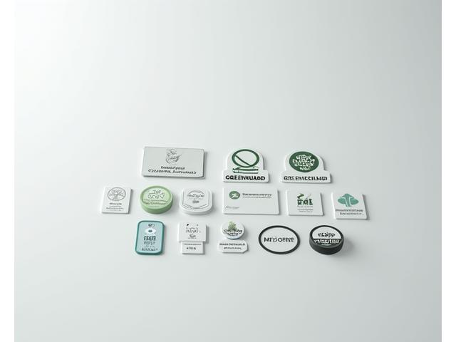 다양한 국제 환경 인증 로고 (예: GREENGUARD, Cradle to Cradle, FSC, GOTS, ISO 14001) 배지가 정렬된 이미지