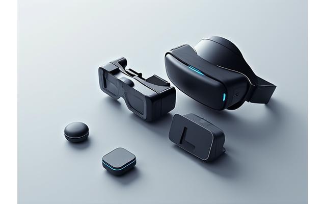 최신 VR 헤드셋과 AR 글래스 및 관련 센서 장비들이 배열된 모습